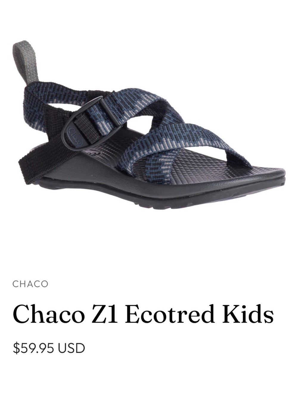 Chaco kids Black with blue Pattern Sport Sandals